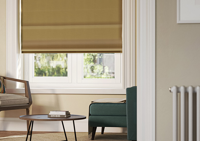 Kyoto Faux Silk, Gold - Motorised Roman Blind - Image 5